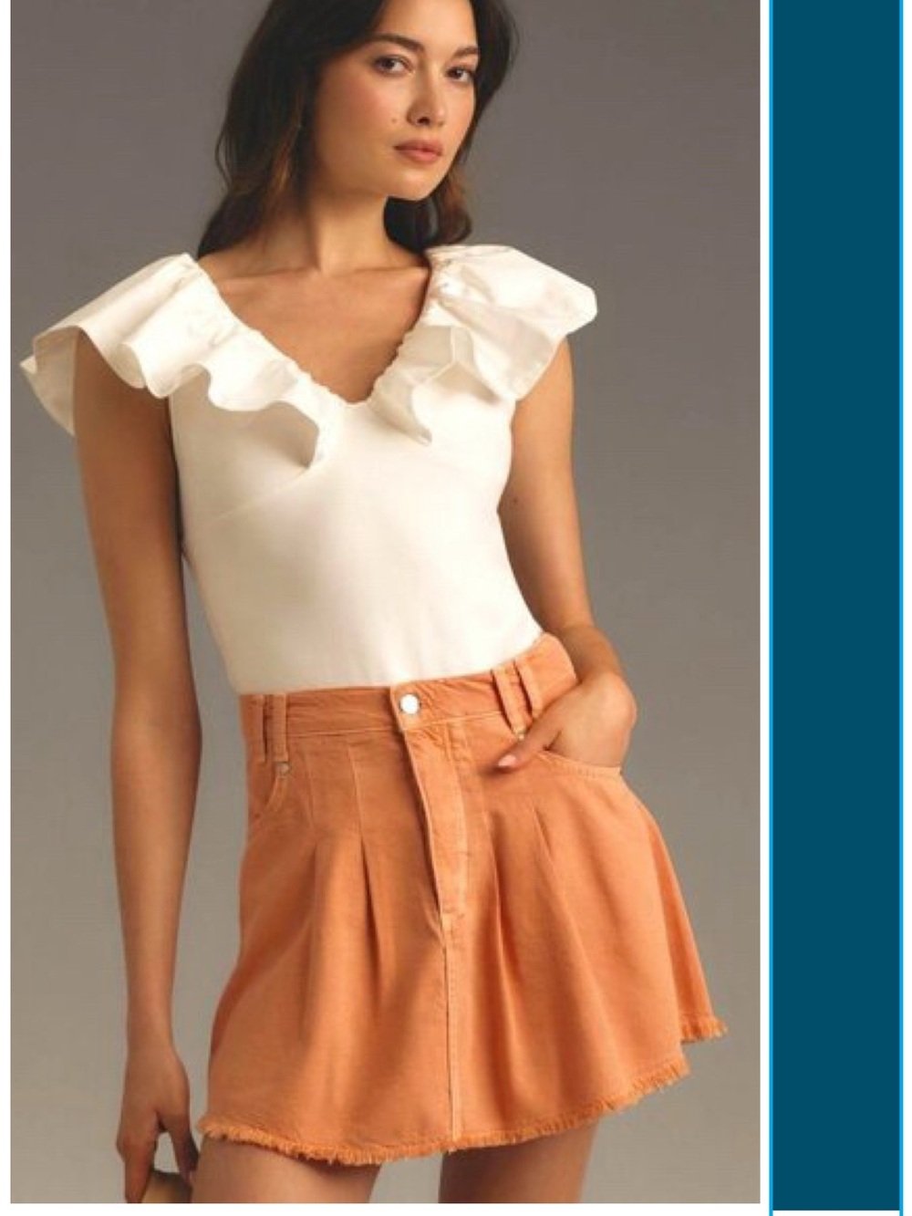 NWT Anthropologie Pilcro Pleated Micro Mini Denim Skirt In Peach Size 10 Beach